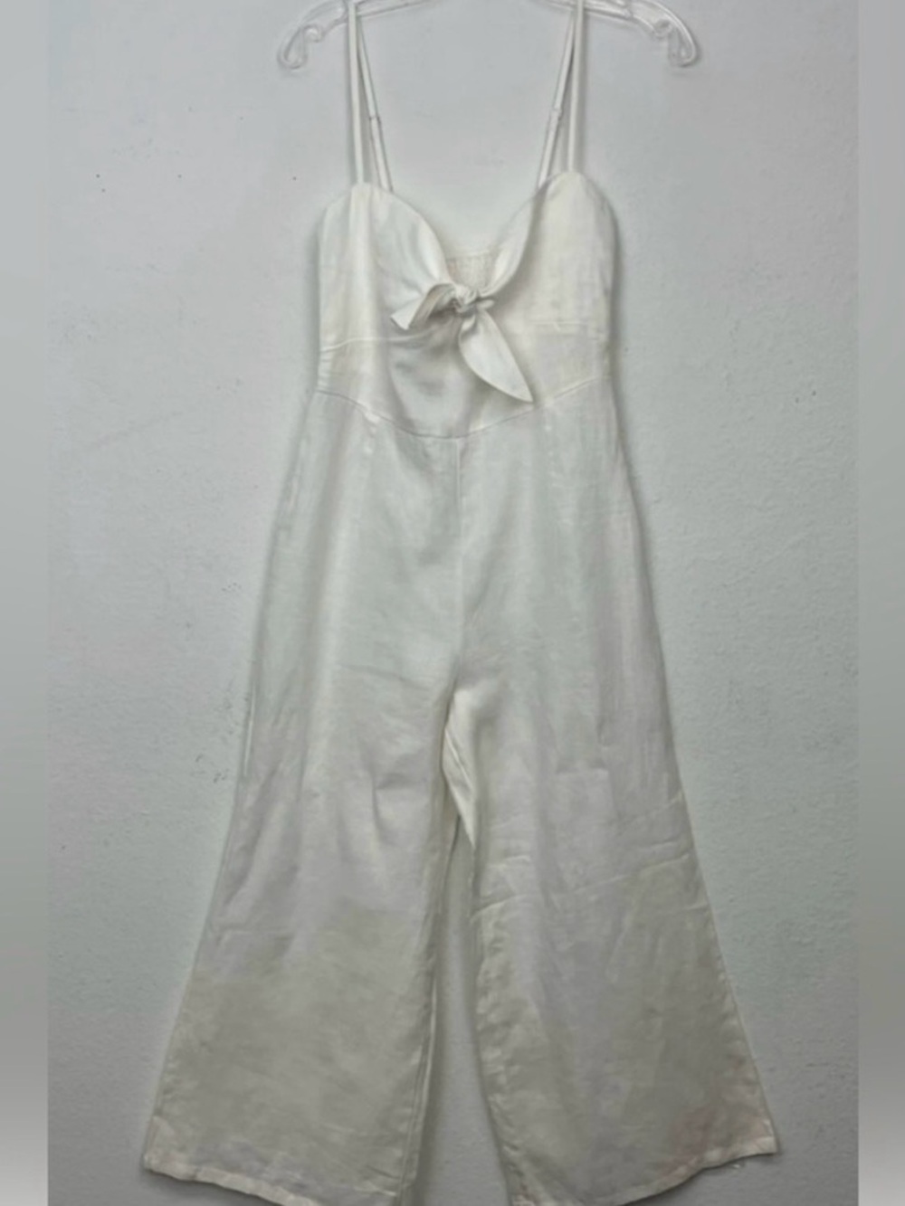 Elan SzM Women’s White Tie-Front Linen Jumpsuit